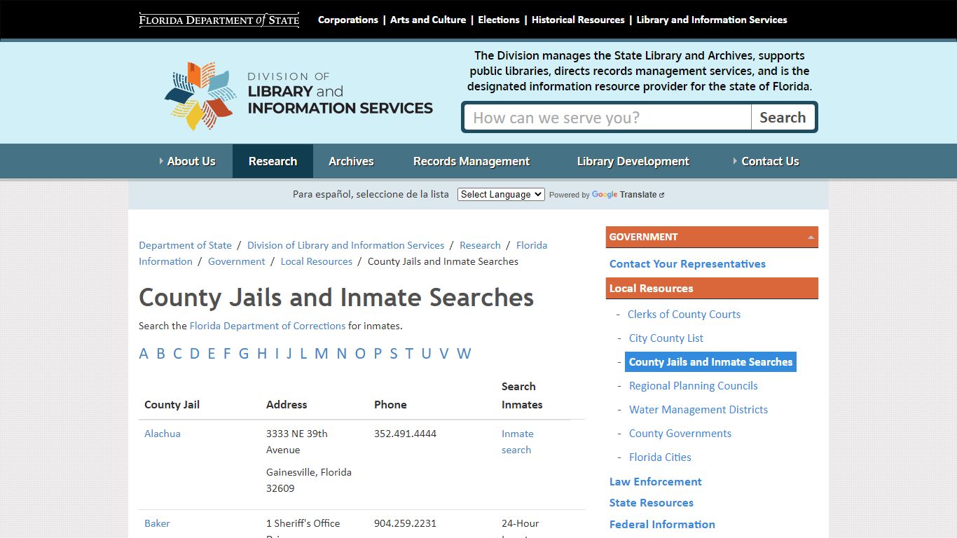 County Jails and Inmate Searches - Florida Department of State